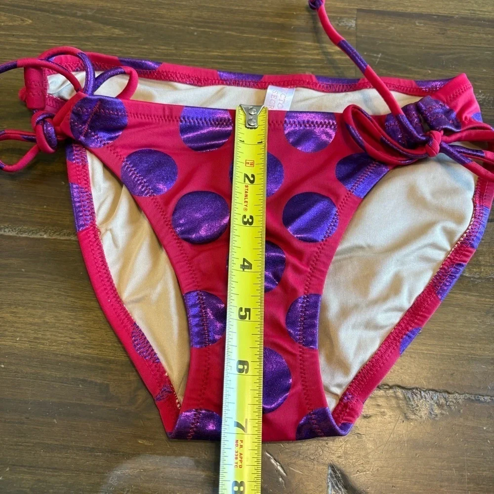 Y2K Vintage Victoria Secret Polk A Dot Bikini Bottom Foil Metallic Itty Bitty XS